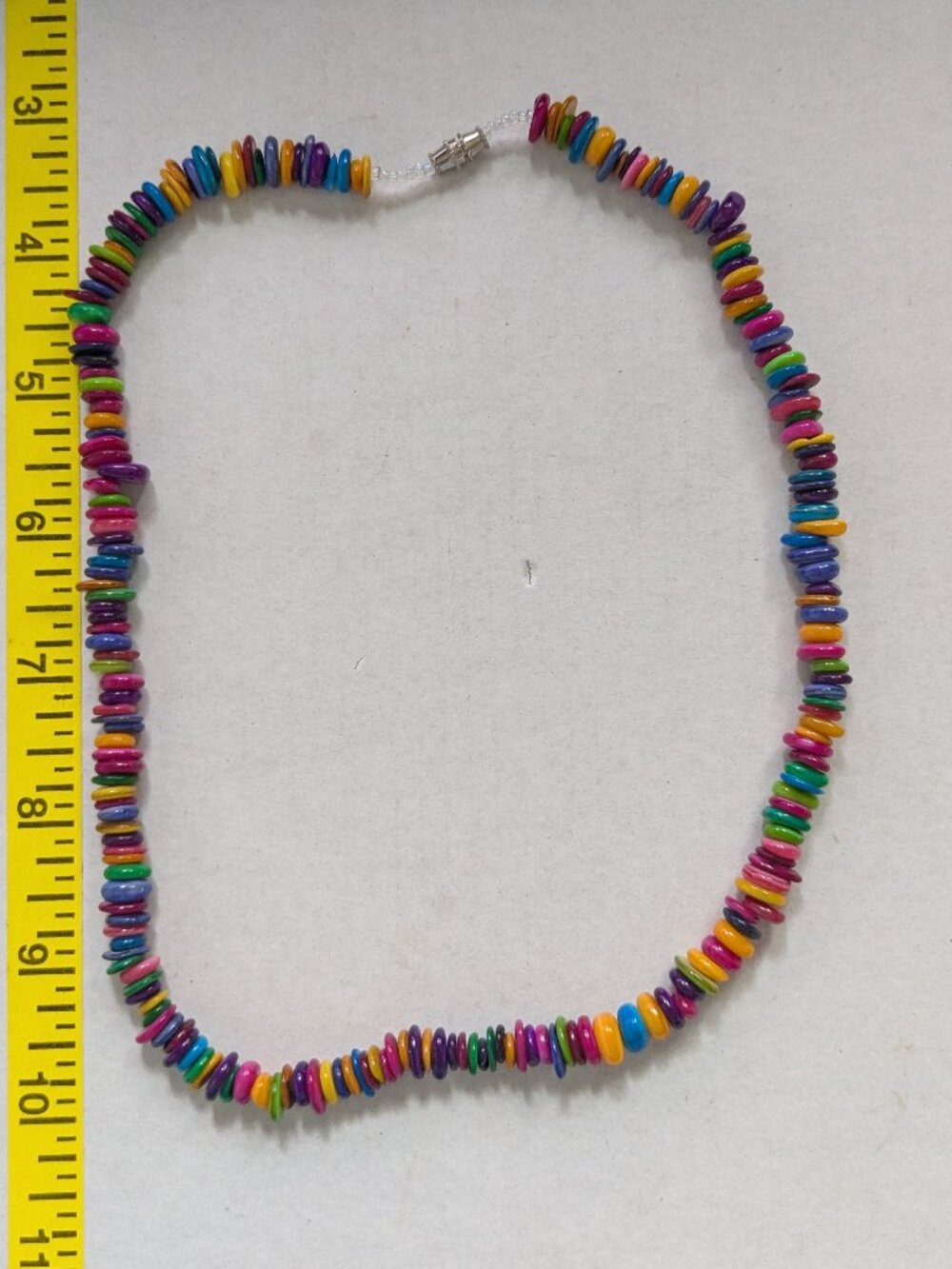 Colorful Multi Color Rainbow Heishi Shell Beaded Beachy Necklace